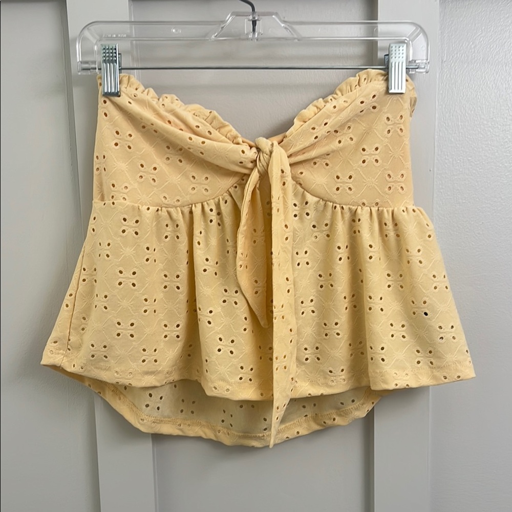 Yellow Eyelet Crop Top